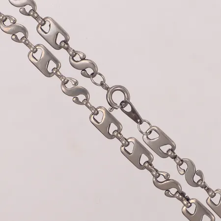 Collier, längd 77cm, bredd 6mm, vit metall 