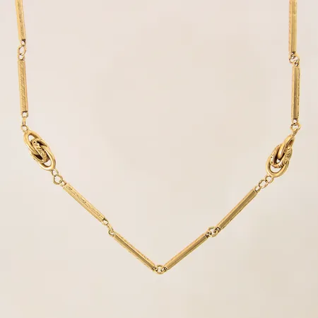 Kedja Ärtlänk med stavar samt integrerade hängen, längd 39,5cm, bredd 2-8mm, 18K  Vikt: 11,8 g