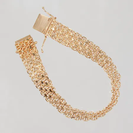 Armband X-länk med stav, 19cm, bredd 13,3mm, GHA, 18K,  Vikt: 26,5 g