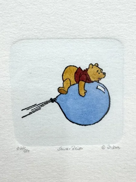 Tavla, färglitografi, Nalle Puh, Sowa & Reiser, Walt Disney, signerad och numrerad 208/500, ca 15x15cm inklusive ram Vikt: 0 g Skickas med postpaket.