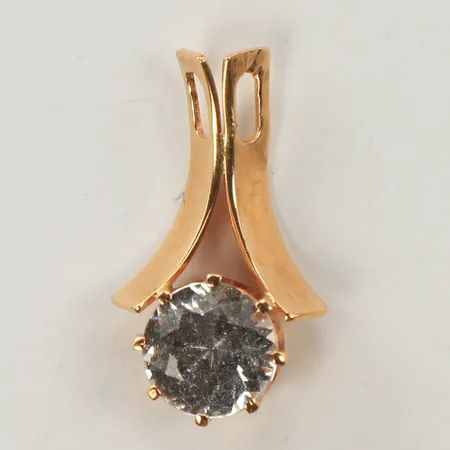 Hänge med vit sten, 20x7 mm, 18K Vikt: 1,3 g