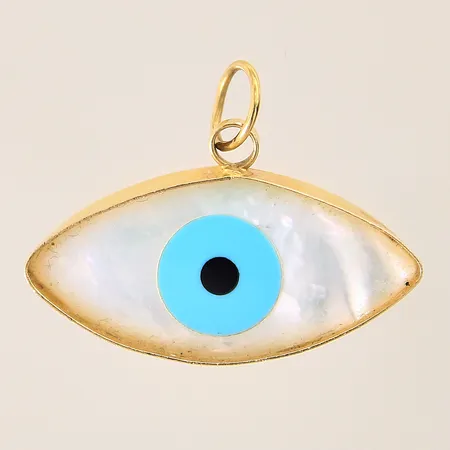 Hänge med motiv av öga i plast, 18x25mm, 18K  Vikt: 2 g