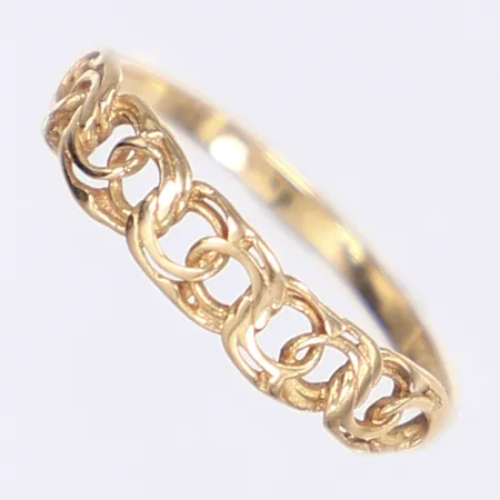 Ring, Bismarck, stl ca 15¾, bredd 1,5-4mm, ojämn skena, 18K Vikt: 0,8 g