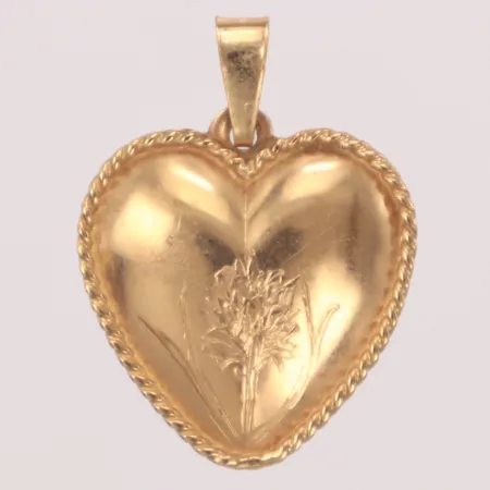 Hänge, hjärta, mönstrat, längd 25mm, Guldfynd, 18K Vikt: 1,7 g