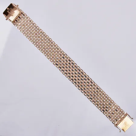 Armband X-länk, längd: ca 19,5cm, bredd: ca 20mm, J&A, Jo-Ans Guld AB, Valskog, år 1976, 18K  Vikt: 31,1 g