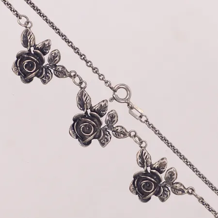 Collier, rosor, längd 43cm, bredd 15,5mm, FP, 925/1000 silver Vikt: 9,2 g