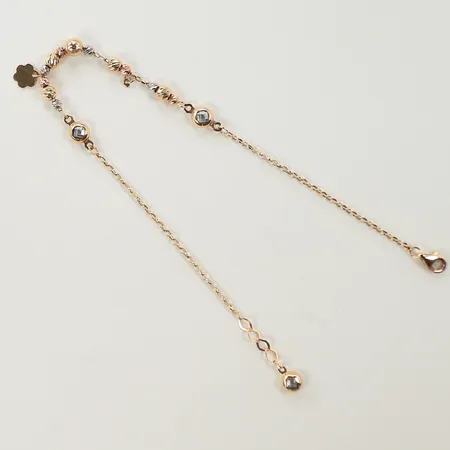 Armband med kulor, längd 23cm, bredd 1-4mm, förlängd låsdel för justering av passform, trefärgad, 14K  Vikt: 3,5 g