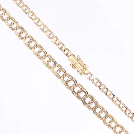 Halskedja doserad Bismarck, 46cm, bredd 4-6,5mm, svenska stämplar, 18K Vikt: 15,8 g