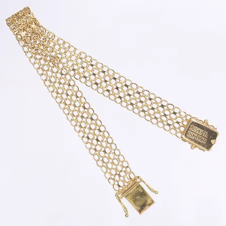 Armband X-länk, 18,5cm, bredd 11mm, svenska stämplar, 18K Vikt: 11,8 g