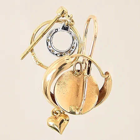 Guldsmycken, stenar, delvis vitguld, buckliga, udda, 18K  Vikt: 2,8 g