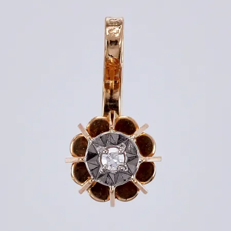 Hänge med diamant ca 1x0,01ct åttkantslipad, längd: ca 1cm, bredd: ca 5mm, 18K  Vikt: 0,4 g