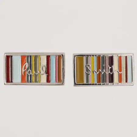 Manschettknappar, Paul Smith, stål med polykrom dekor, ca 11x21mm, etui, smärre slitage, etui med märken.