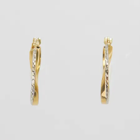 Örhängen, ovala creoler, 29x2mm, GHA, tvåfärgade, 18K Vikt: 1,3 g