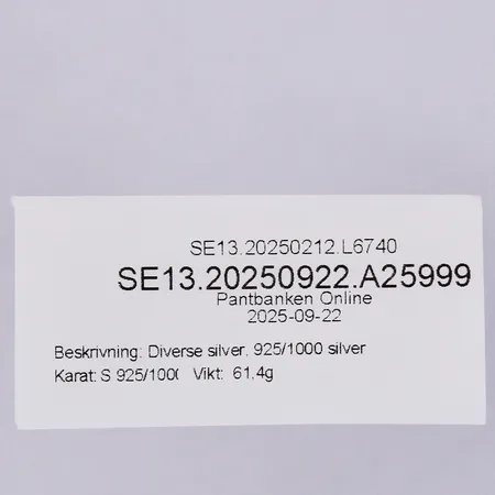 Diverse silver, 925/1000 silver  Vikt: 61,4 g