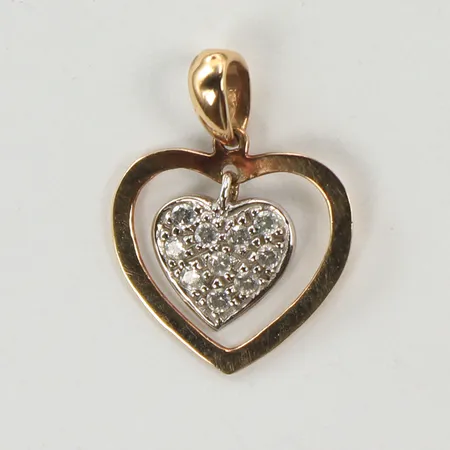 Hänge hjärta, 15x12mm, rödguld/vitguld, 14K Vikt: 0,8 g