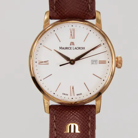 Damur Maurice Lacroix Eliros Date, quartz, datum, Ø 30mm, ref: EL1094, serienummer: AY17536, läderarmband, batteribyte krävs, inga tillbehör