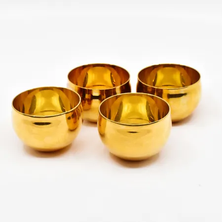 4 supkoppar mässing, Pierre Forsell, Skultuna 1607, höjd 4cm Ø 6cm
