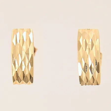 Ett par örhängen, 11x4mm, ena snurrebussen i 14K, resterande i 18K Vikt: 0,7 g