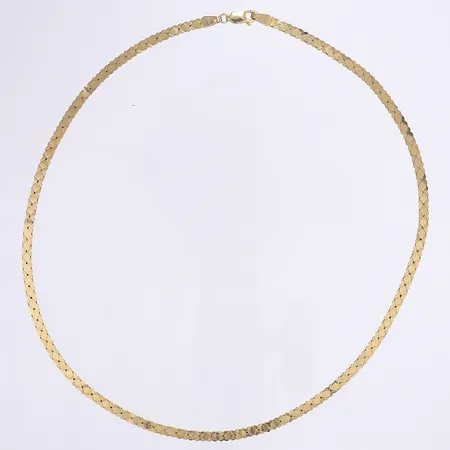 Halscollier, 41cm, bredd 3,5mm, lätt bucklig, 18K Vikt: 11,3 g