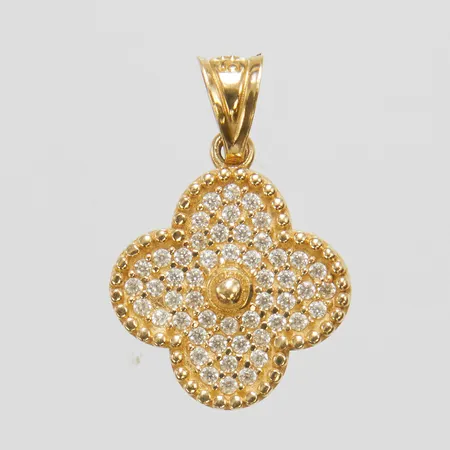 Hänge med vita stenar, 20,5x13,5mm, OBS! Ej märkesdesign! 14K Vikt: 1,3 g