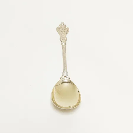 Sked, längd ca 19cm, bortsliten förgyllning, C.B Hallbergs, 830/1000 silver  Vikt: 32,6 g
