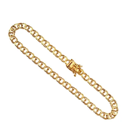 Armband Bismarck, 18K guld, Andrens Guldvaror (EWA), Köping, svensk kontrollstämpel, längd knäppt 18,5 cm, bredd 4 mm Vikt: 5,7 g