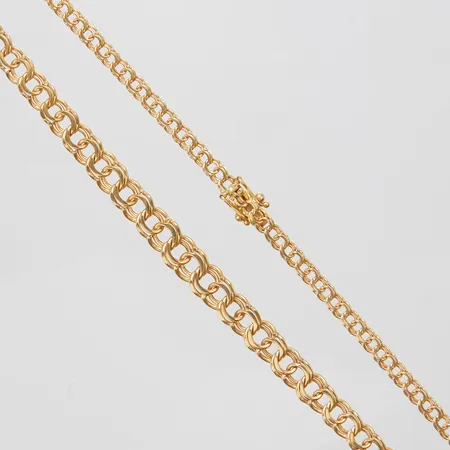 Collier, doserad Bismarck, längd: 46cm, bredd: 3,6-7mm, svenska stämplar, 18K Vikt: 17,4 g