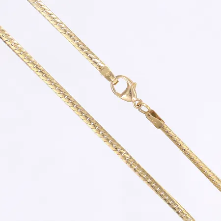 Halskedja, 43,5cm, bredd 2,5mm, tillv. Balestra, ihålig, något bucklig, 18K Vikt: 10,2 g