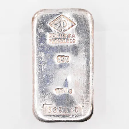 Silvertacka, Degussa, 1000g, nr 035540, ojämn finish, silver 999/1000