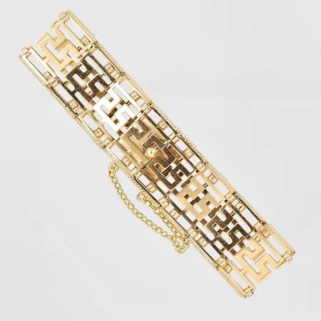 Armband, 19cm, bredd 20mm, säkerhetskedja, 18K Vikt: 26,9 g