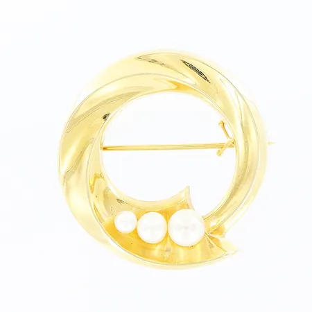 Brosch, odlade pärlor, 32x34mm, 18K Vikt: 4,2 g