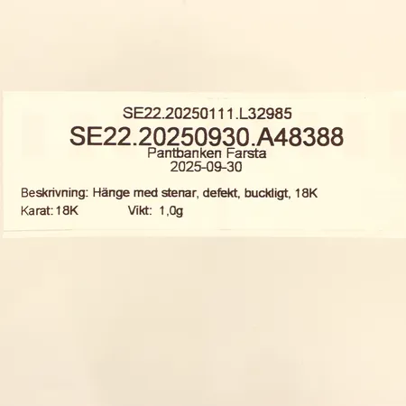 Hänge med stenar, defekt, buckligt, 18K Vikt: 1 g