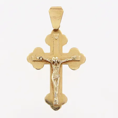 Hänge, krucifix, 42x23mm, något skev ögla, 14K.  Vikt: 4,5 g