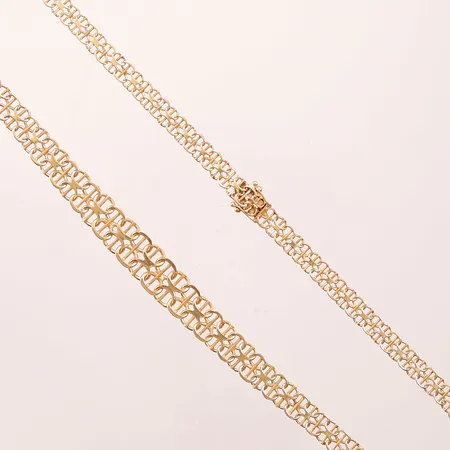 Collier, doserad x-länk med stav, 45,5cm, bredd: 6,7-11,8mm, 18K, 28,7g.