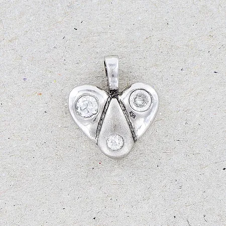 Hänge, vita stenar, 12x15mm, ostämplad, silver  Vikt: 2,3 g