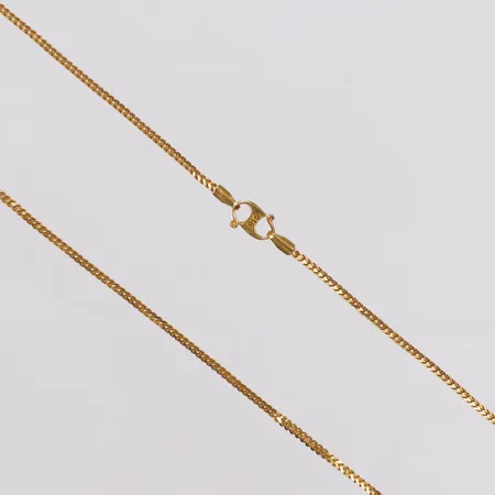 Kedja, Rävsvans, 60,5cm, bredd 1,3mm, ojämn, s-lås, 22K  Vikt: 6 g