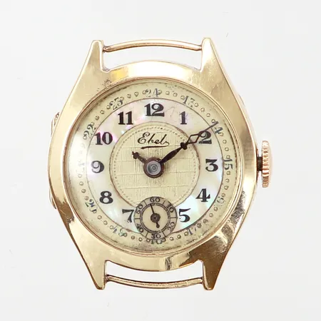 Damur Ebel, Ø21mm, manuell, pärlemo urtavla, defekt, fungerar ej, trasig visare, Boett 14K, bruttovikt: 8,2gran