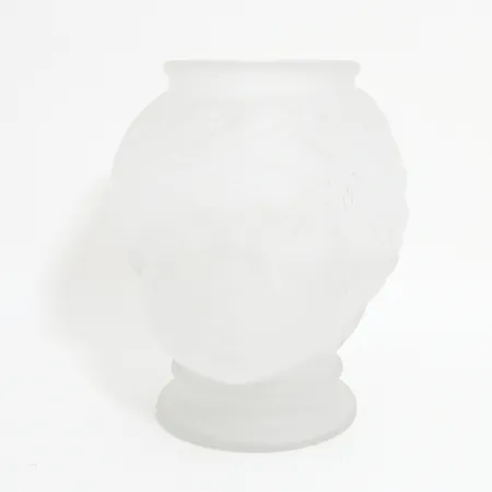 Vas, kvinnoansikte, frostat glas, höjd: 25cm, Ø13,5cm, okänd formgivare Skickas med postpaket.