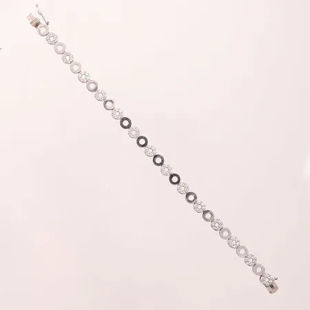 Armband, vita stenar, 15,5cm, bredd: 5,3mm, vitguld, 18K, 10,6g Vikt: 10,6 g