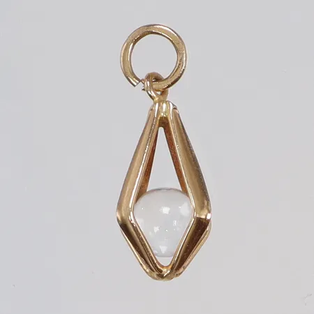 Hänge med vit sten, 16x7mm inklusive hängöglan, 18K  Vikt: 0,6 g