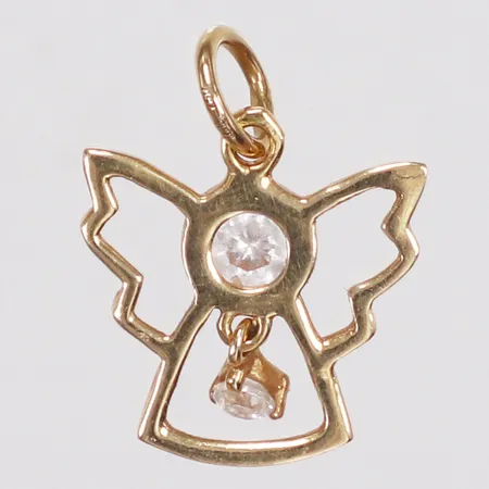Hänge, ängel, vita stenar, 14mm, 18K  Vikt: 0,7 g