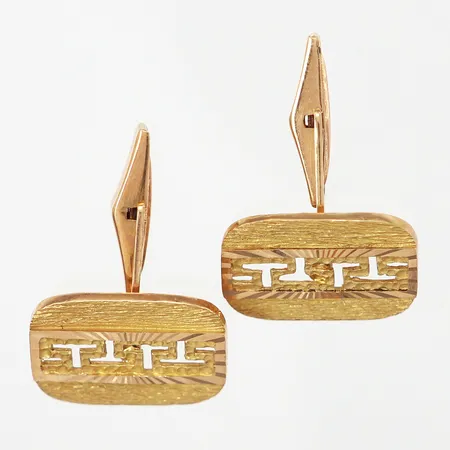 Ett par manschettknappar med meanderbord, 21x16mm, 18K Vikt: 10,3 g