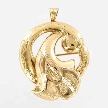 Brosch/hänge, 41x31mm, 18K  Vikt: 4,1 g