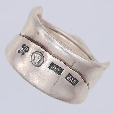Ring, stl 19, Bo Ekström gaffelkonst, 830/1000 silver