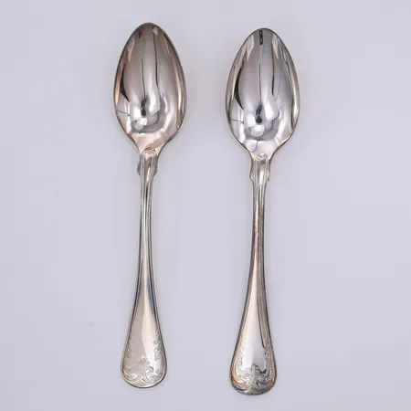 2 Bordsskedar, modell Gammelfransk, 18cm, Mema år 1979, 830/1000 silver Vikt: 87,6 g