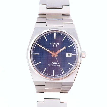 Herrur Tissot PRX powermatic 80, stål, automatisk, datum, Ø40mm, ref-nr: T137.407A, serie-nr: 60319H0LD, stållänk, viklås, garantikort 2022, två extra länkbitar, manual, box, ytterkartong, repor/ brukssliotage. 