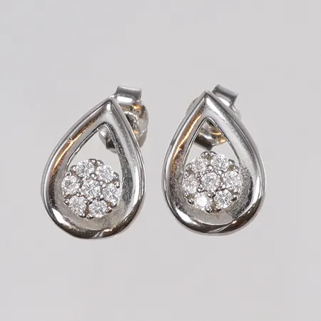 Ett par örhängen med vita stenar, 12x8mm, Silver 925/1000 Vikt: 1,6 g