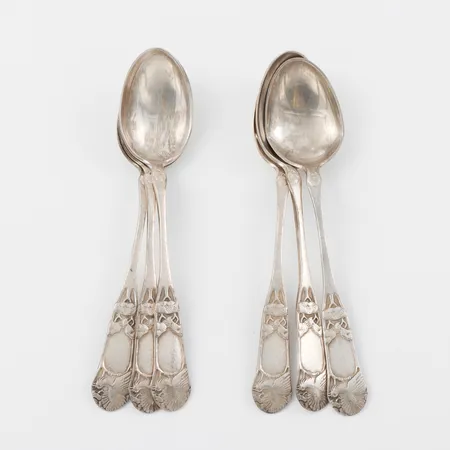 Kaffeskedar 6 st, längd ca 11.5 cm, silver. Vikt: 49,5 g