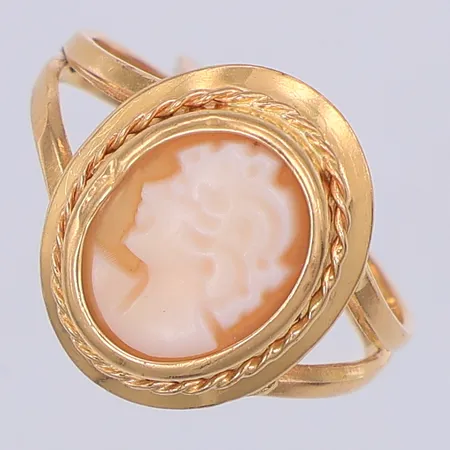 Ring, camé, stl 14¾, Bronsil, 18K Vikt: 1,6 g