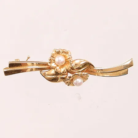 Brosch, odlade pärlor, 53mm, 18K, 3,3g.